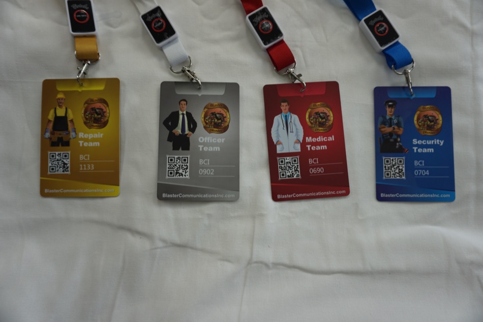 DEAN helper team cards on illuminated lanyards